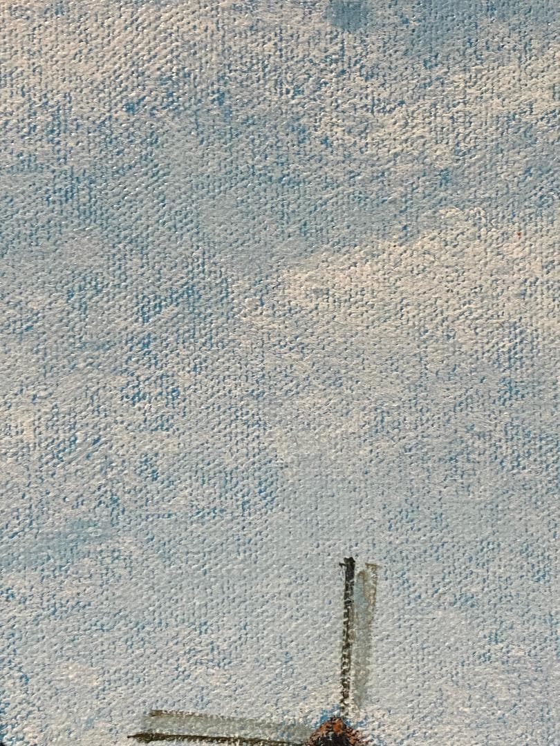 真作」中山爾郎「シャルトル 麦秋」風景画 油彩画 額装 サイン有り F6