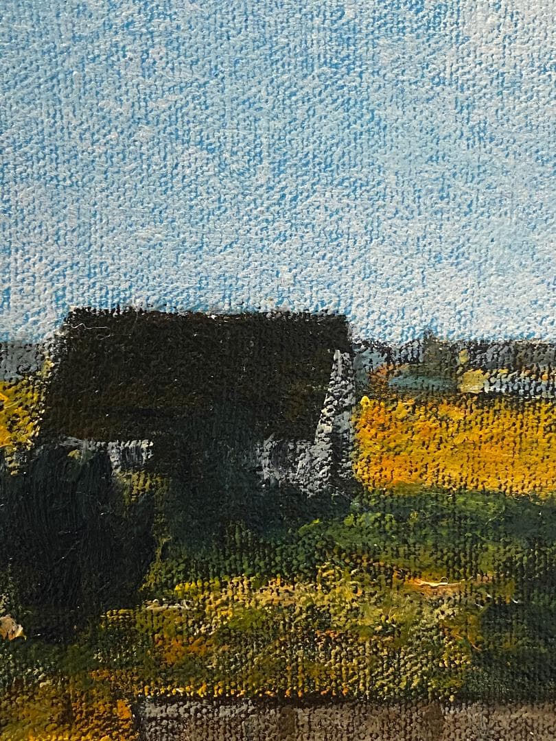 真作」中山爾郎「シャルトル 麦秋」風景画 油彩画 額装 サイン有り F6