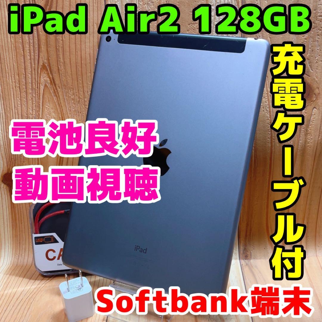 Softbank 本体 iPad Air2 128GB 233 グレイ 動作良好 Apple iPad Air 2 Wi-Fi+Cellular 128GB MGWL2J/A SIMフリー [スペース