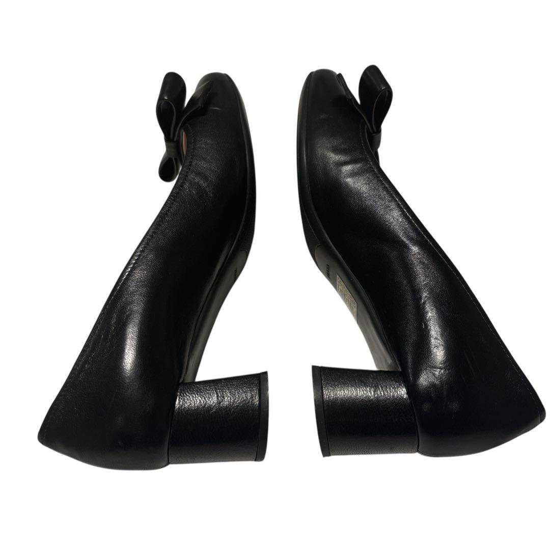 ［美品］PRADA プラダ パンプス リボン　黒　ブラック　24.5cm