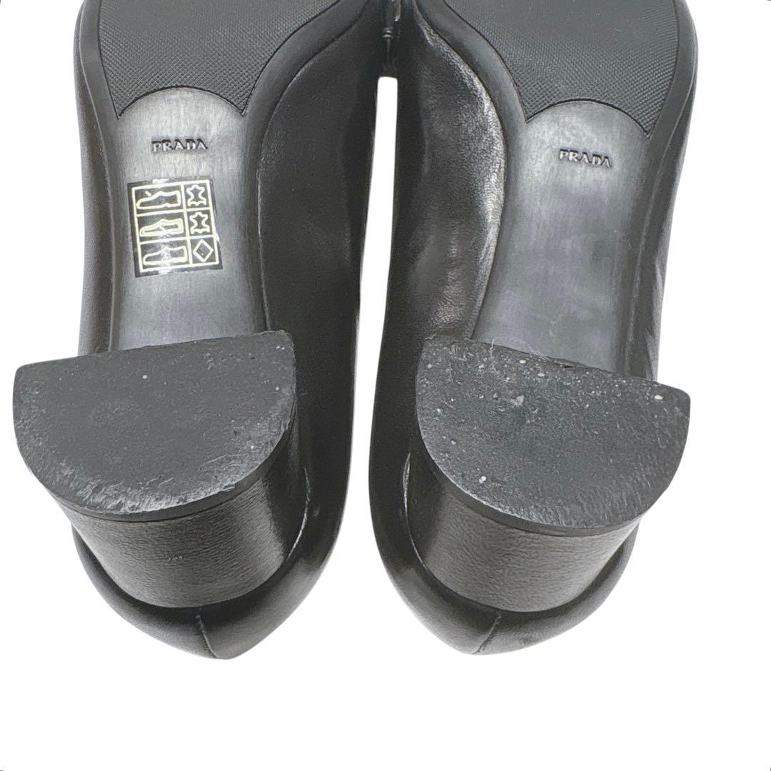 ［美品］PRADA プラダ パンプス リボン　黒　ブラック　24.5cm