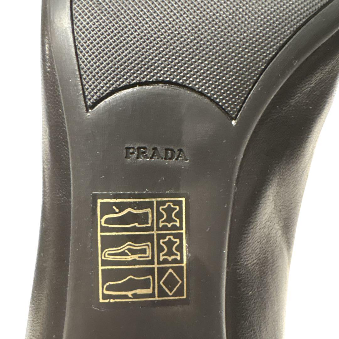［美品］PRADA プラダ パンプス リボン　黒　ブラック　24.5cm