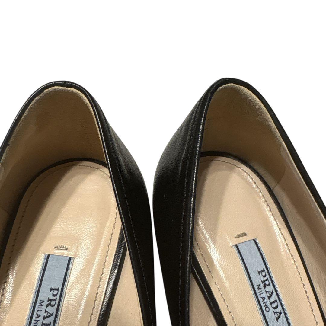 ［美品］PRADA プラダ パンプス リボン　黒　ブラック　24.5cm