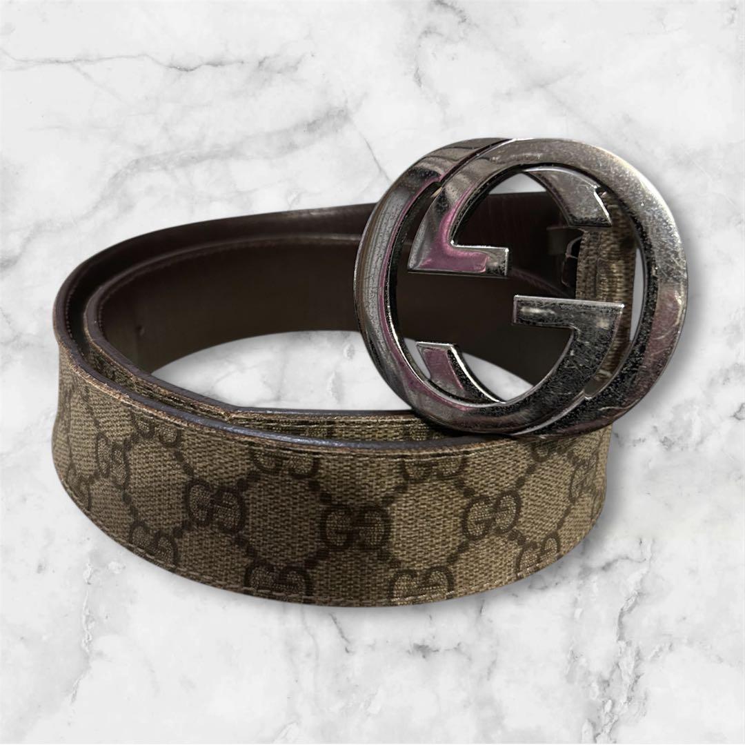 【GUCCI】グッチ GGロゴバックルベルト GG柄　ブラウン 楽天市場】GUCCI グッチ 370543 レザー ベルト インターロッキング GG