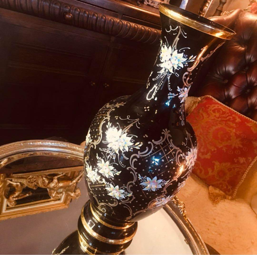 湯布院アンティーク イタリア ムラーノベネチアンガラス 大花瓶 黒ハンドメイド 楽天市場】大きい花瓶 イタリア製 ベネチアンガラス ベネチアングラス