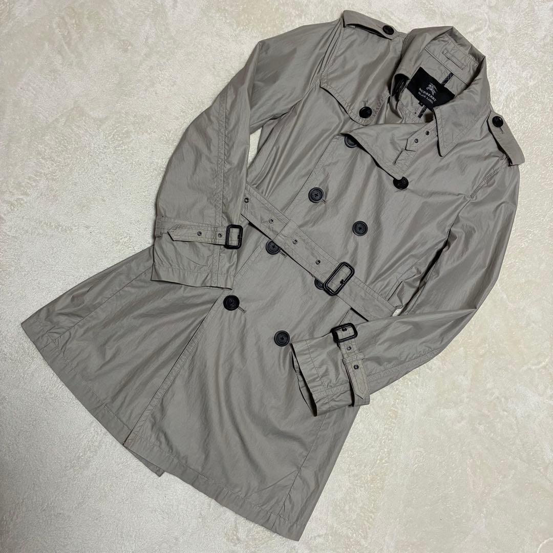 希少】バーバリーブラックレーベル トレンチコート M チェック グレー