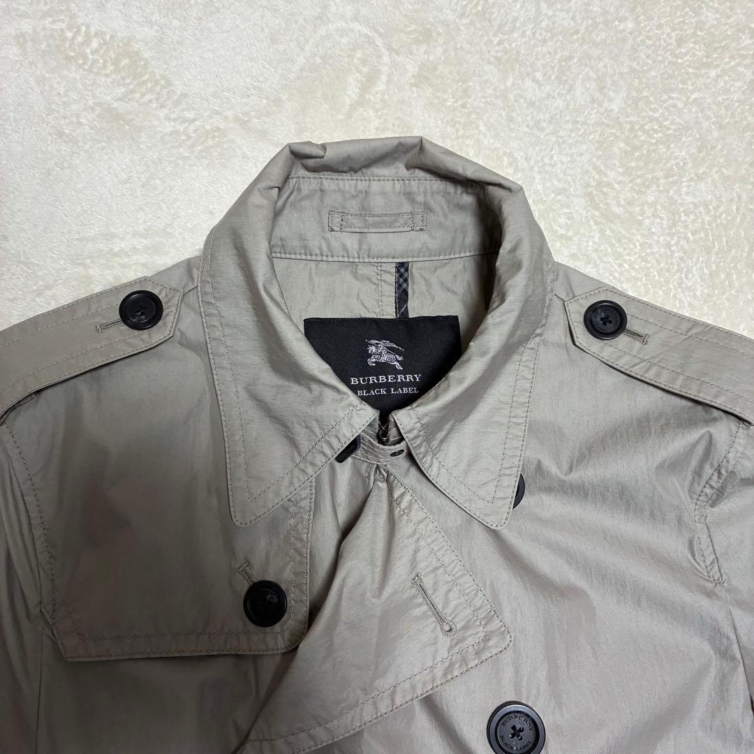 希少】バーバリーブラックレーベル トレンチコート M チェック グレー