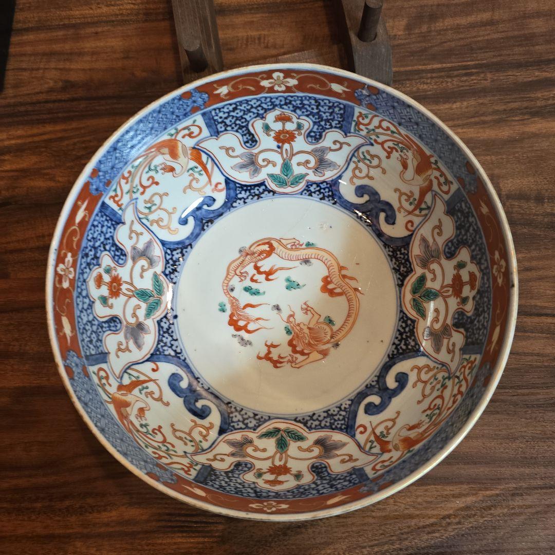 【骨董品】古伊万里　明治 赤絵皿 色絵 金彩 大皿
