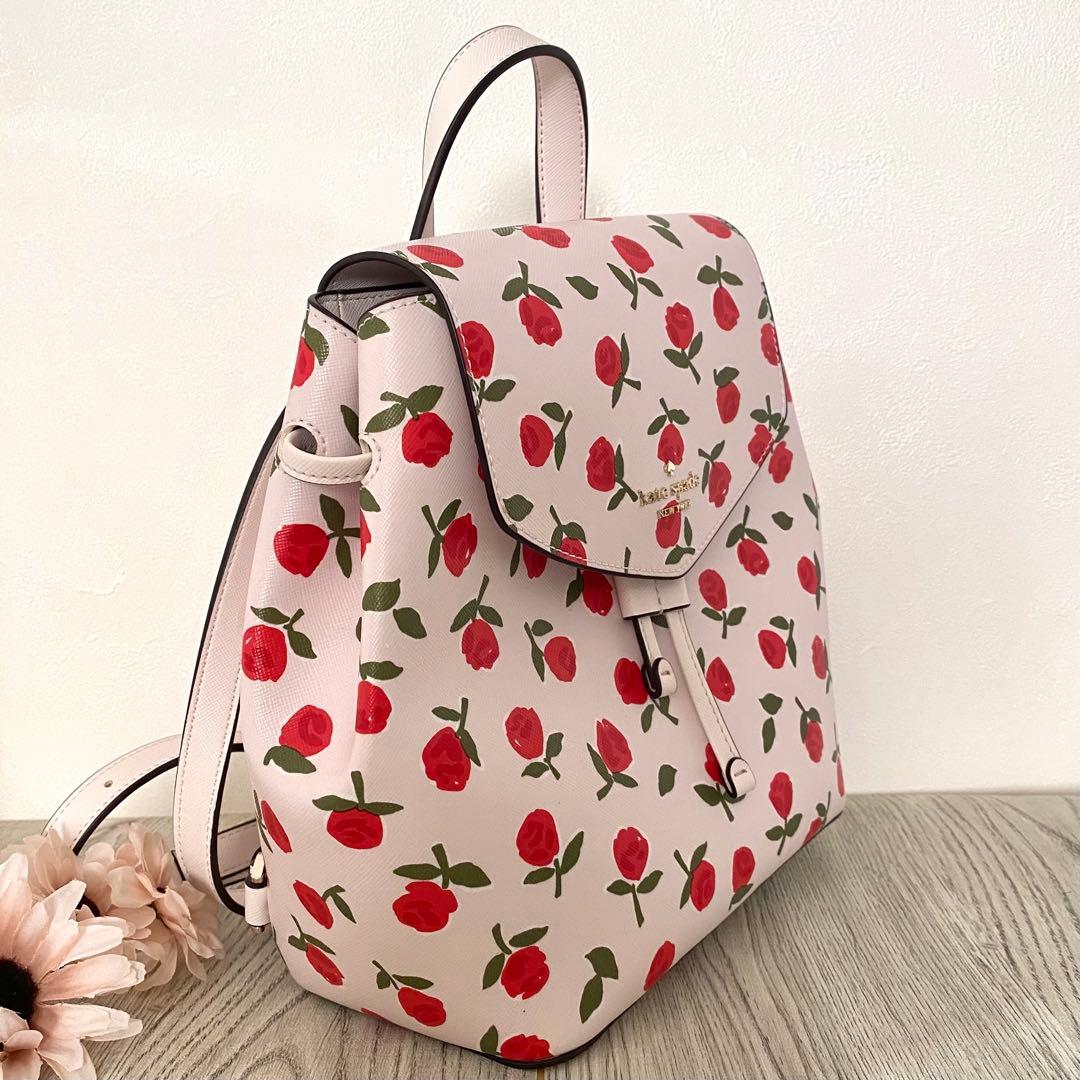 《新品未使用》kate spade　リュック　ホワイト　バラ　レザー