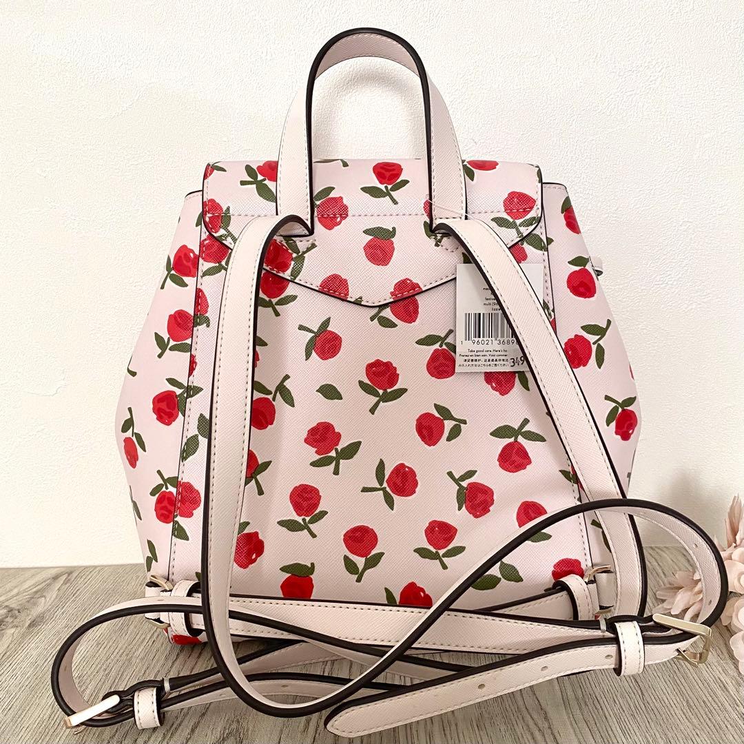 《新品未使用》kate spade　リュック　ホワイト　バラ　レザー