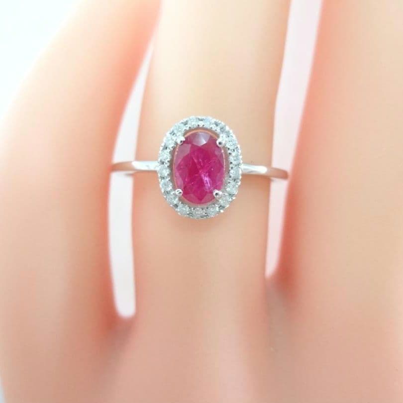 【美品】ルビー　ダイヤモンド　リング　0.45ct　0.09ct　K18WG