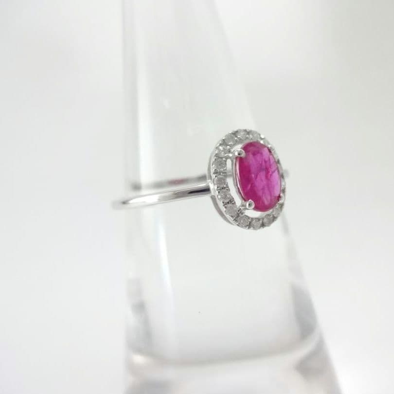 【美品】ルビー　ダイヤモンド　リング　0.45ct　0.09ct　K18WG