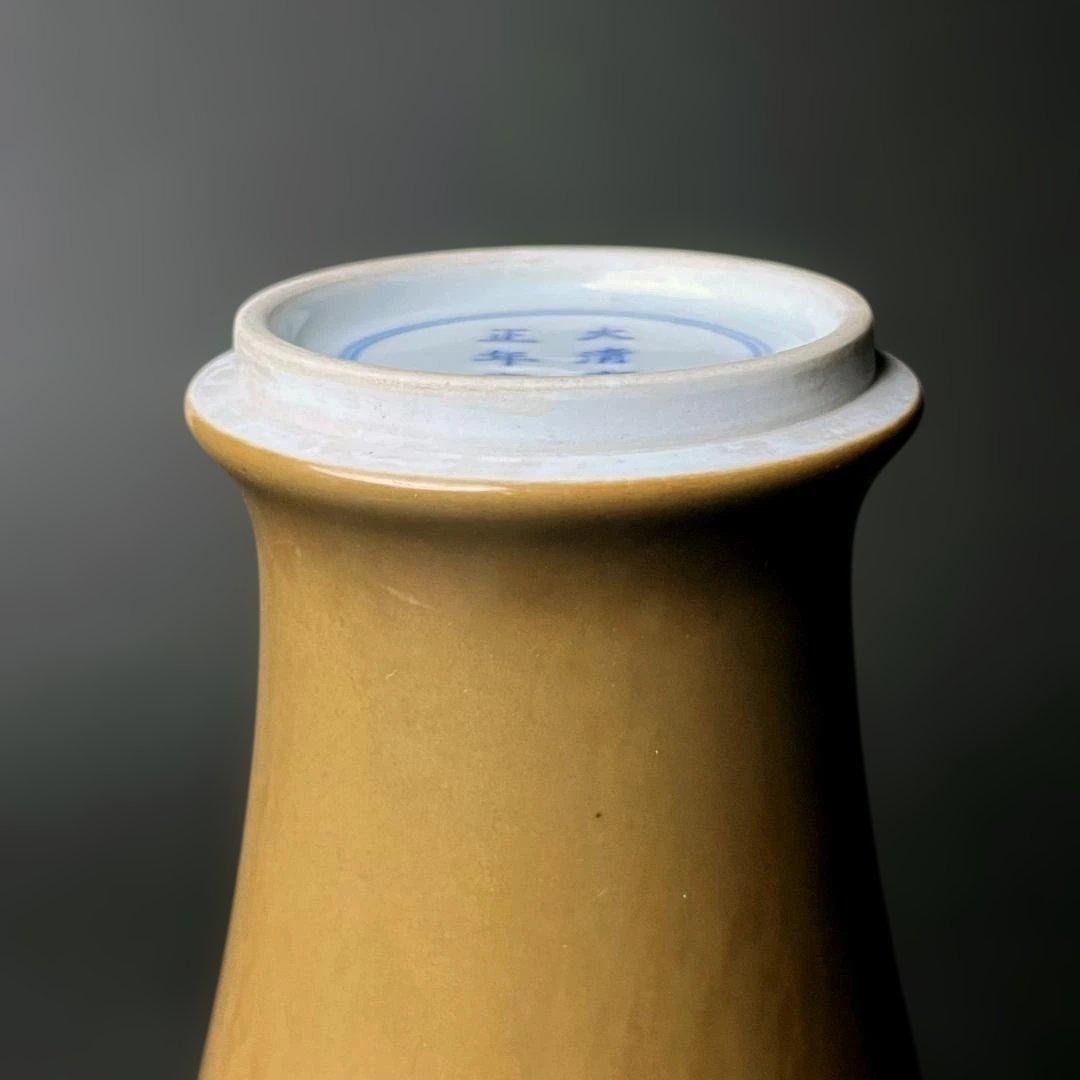 唐物 柿釉 鉄釉観音瓶 大清雍正年製 款 中国美術 景徳鎮 古玩 SH85