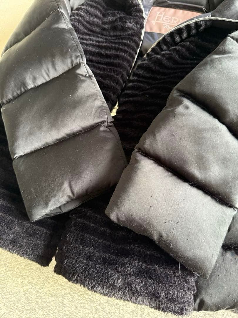 ヘルノ リゾート エコファーコンビダウンジャケット 40サイズ ブラック