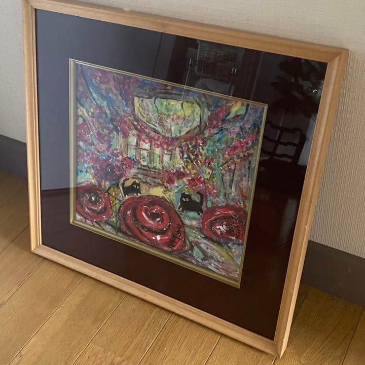 原画【夜はバラの花でロマンチックで宮殿でデートする黒猫2匹】