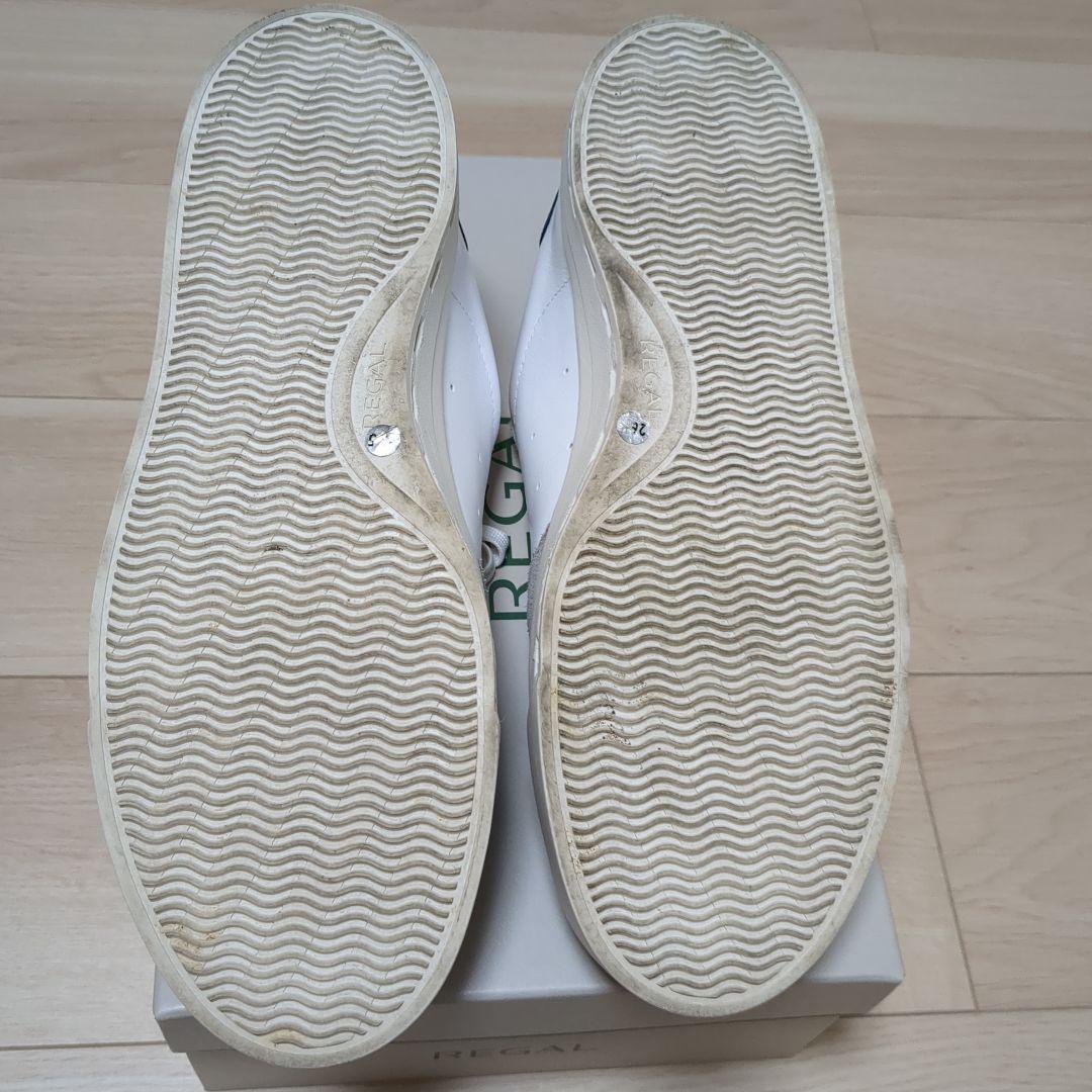 【美品】REGAL リーガル レザースニーカー 26.5cm 白 グレー 箱付