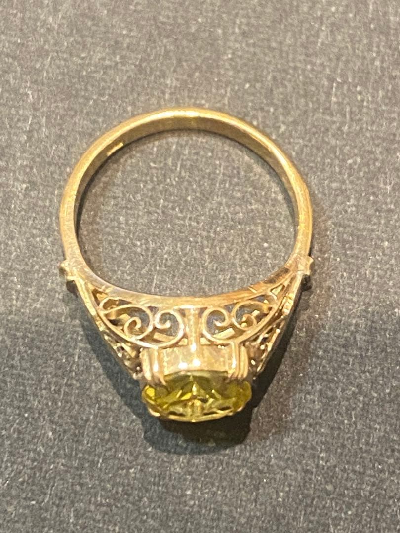 ひろ様専用 昭和ジュエリー 18金 合成ベリルリング イエロー 9号