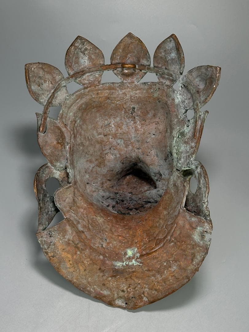 仏教美術 18世紀頃喜馬拉雅仏教 ヒマラヤ銅製面具 ヴァラーハ像 婆利迦古物