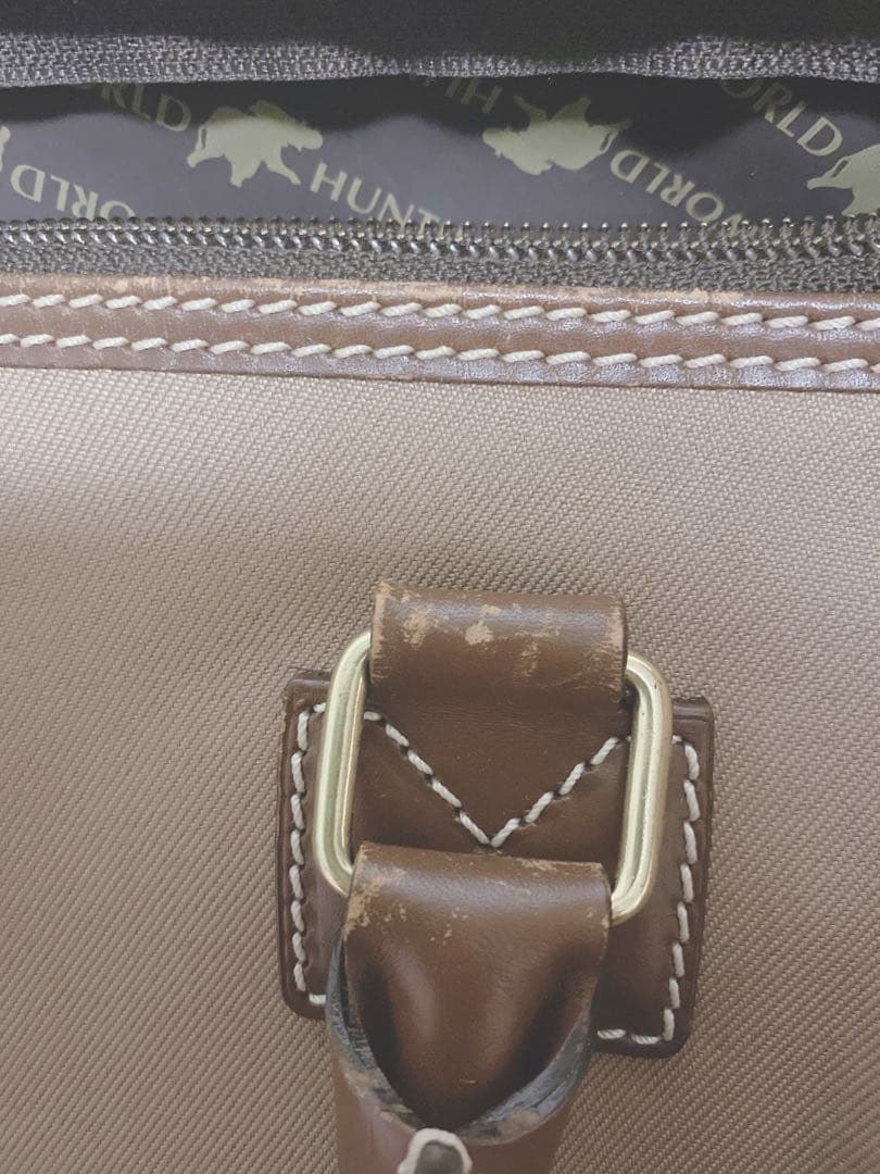 HUNTING WORLD ベージュ キャンバス ミニボストンバッグ - メルカリ