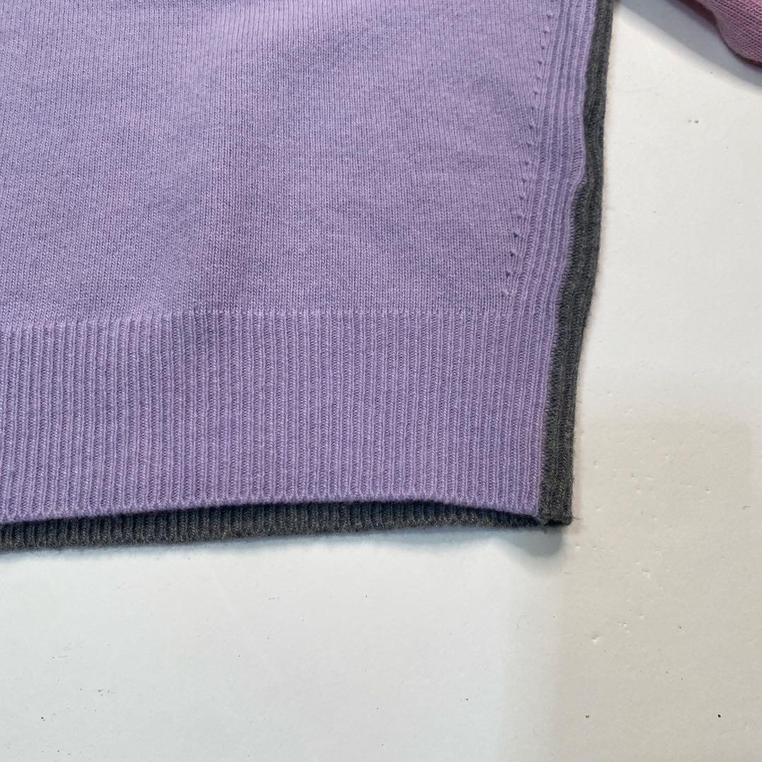 メゾンキツネ 刺繍ニットセーター ウール100% ピンク パープル S