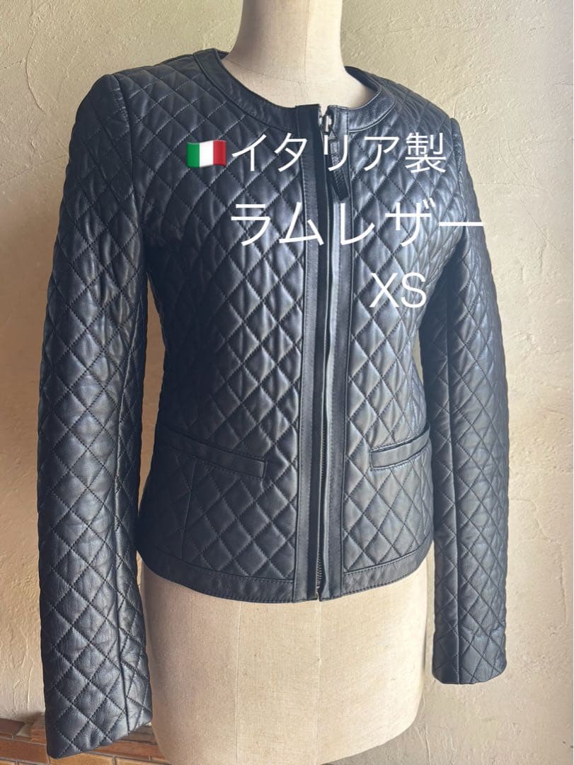 ラムレザー　キルティングジャケット　黒　美品　スレンダーな方向け 衿コール中綿キルティングジャケット 通販【ニッセン】