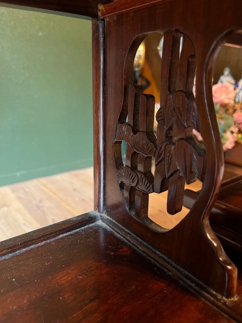 ジョンジョン様専用＊螺鈿 紫檀 茶箪笥 飾り棚 小ぶり 違い棚 和風