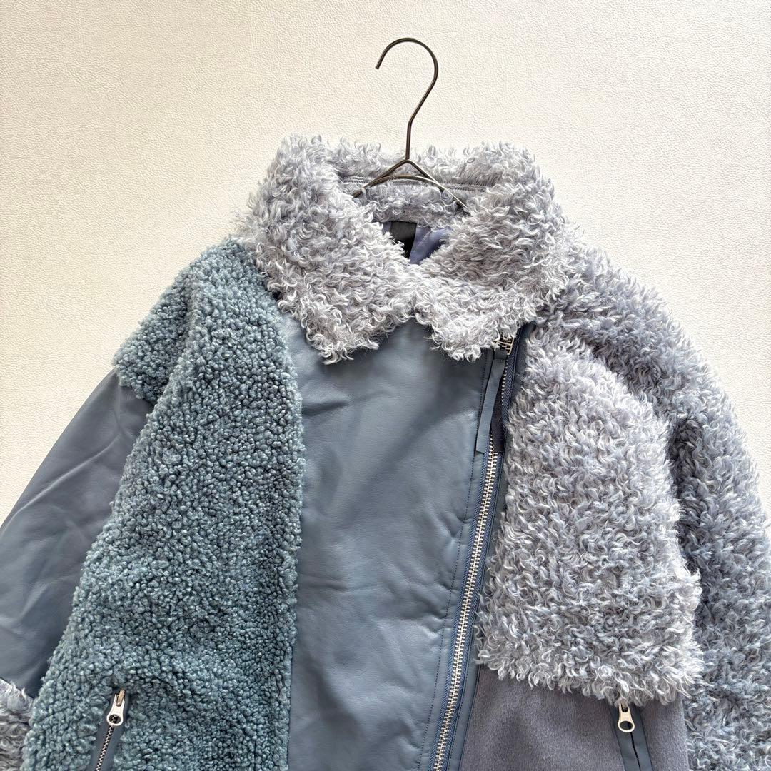 02303 AULA AILA ファーコンビネーションライダースブルゾン - メルカリ