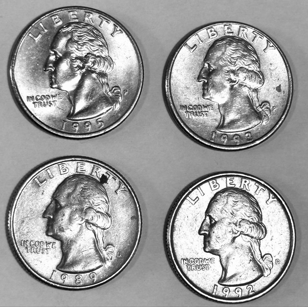 アメリカ 25セント硬貨 1989/1992/1993/1995年 ワシントン - メルカリ