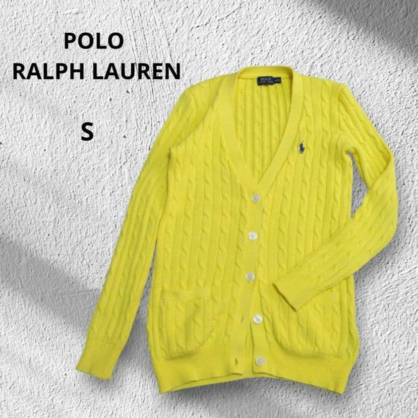 ポロラルフローレン コットン ケーブルニットカーディガン ポニー刺繍S