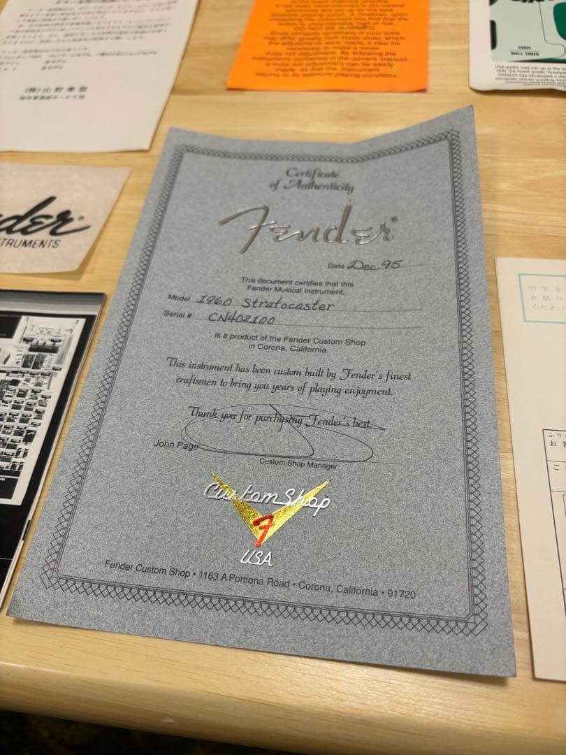 Fender customshop ストラトキャスター 95年製バーズアイネック - メルカリ