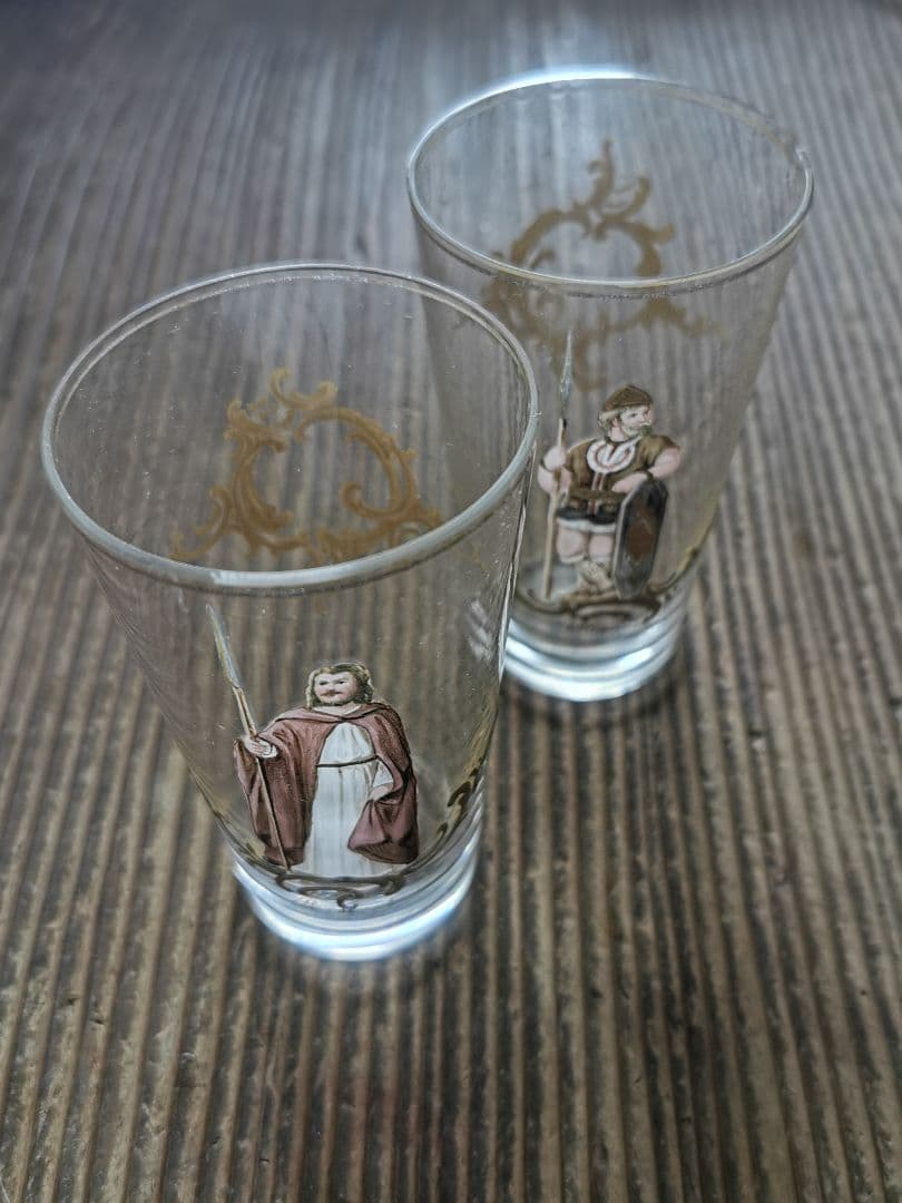 アンティーク19世紀ロブマイヤー 手描エナメル金彩 オペラ歌劇ペア