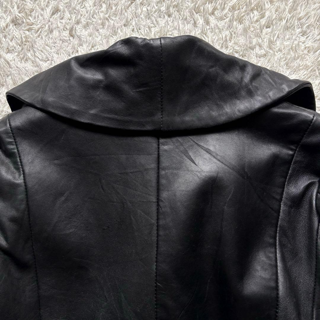 ☆羊革☆ EKAM ハイネック 変形 ライダース ジップアップ ダブル 黒 M