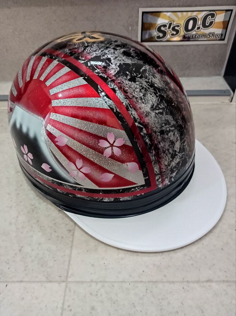 カスタムコルク半 黒ラップ✘Candyレッド富士日章 七色ラメ 文字変更