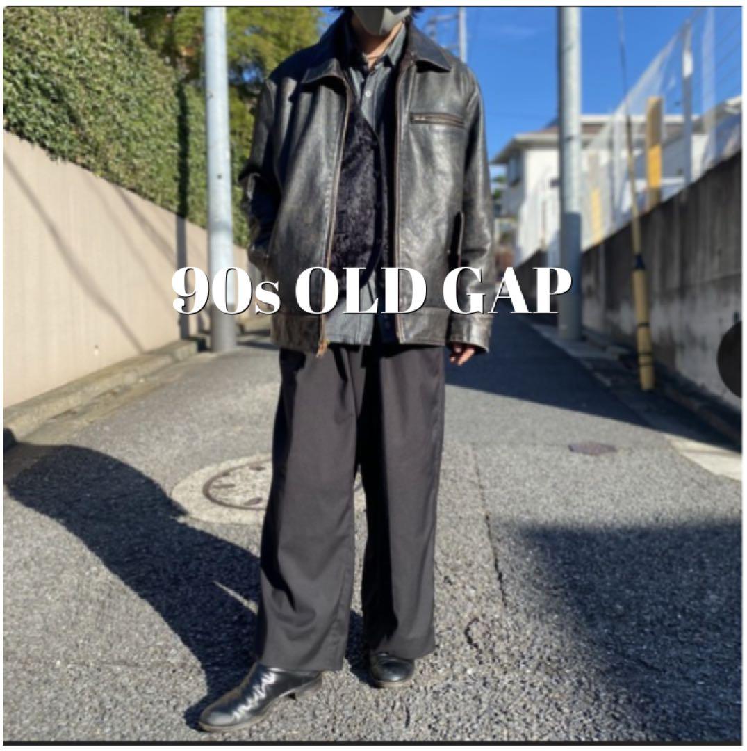 超希少】90's OLD GAP ダメージ加工レザージャケット 黒茶 - メルカリ