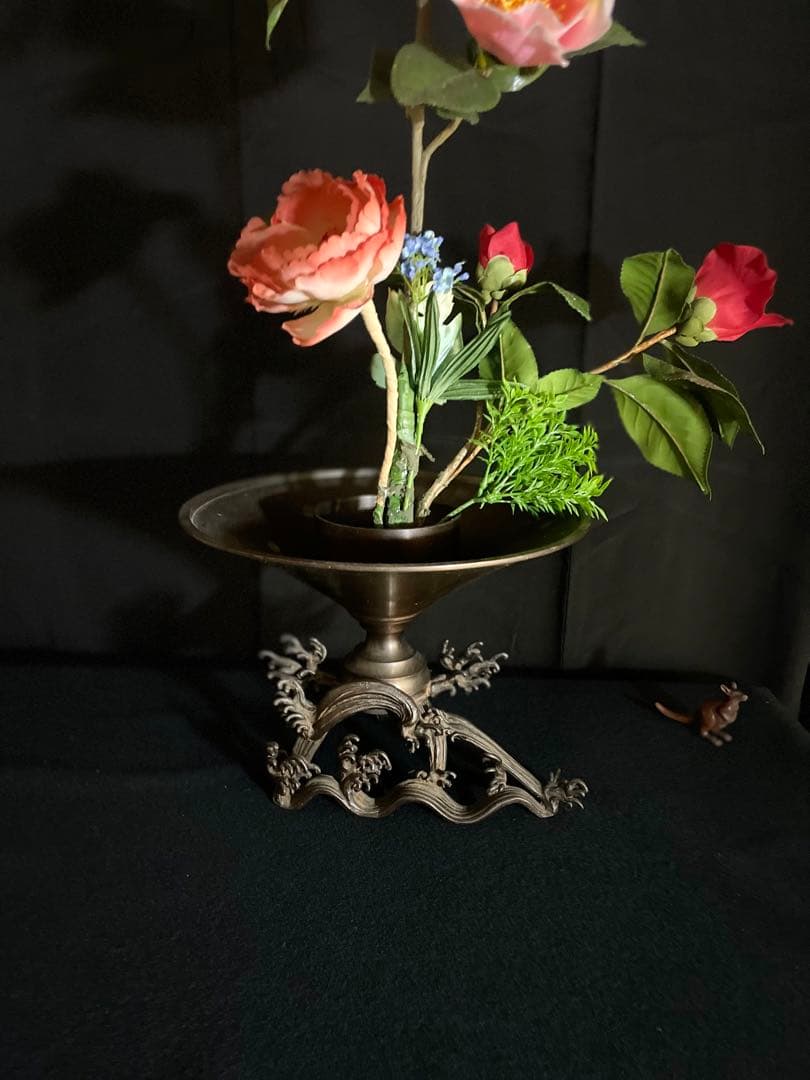 薄端 うすばた 花器 生け花 ヴィンテージ 剣山花含めない 銅器 華道具