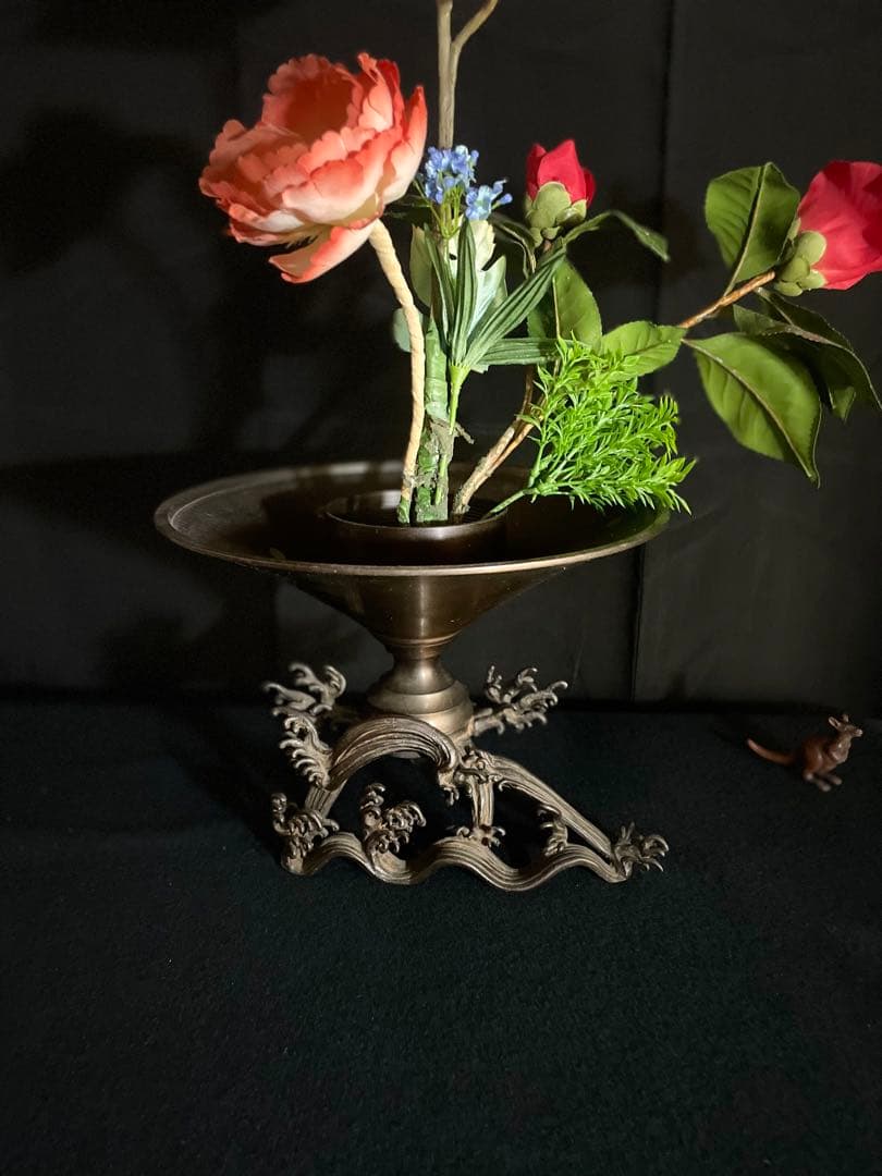 薄端 うすばた 花器 生け花 ヴィンテージ 剣山花含めない 銅器 華道具