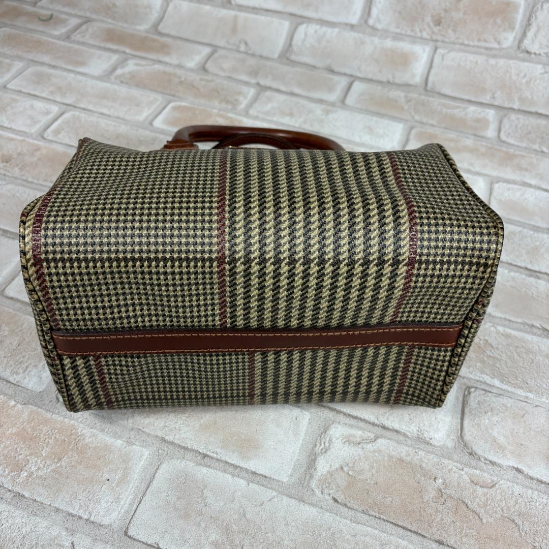 ポロラルフローレン 千鳥格子柄 総柄 ミニボストンバッグ PVCレザー