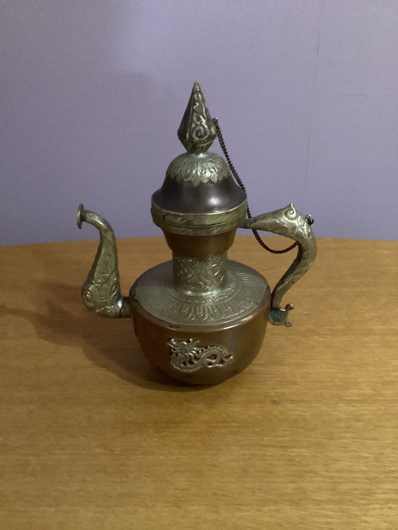 ビィンテージ　水差し　ティーポット　銅　真鍮 IwaiLoft 霊芝 銅 風炉 真鍮 ティーウォーマー 鉄瓶 急須 ティーポット