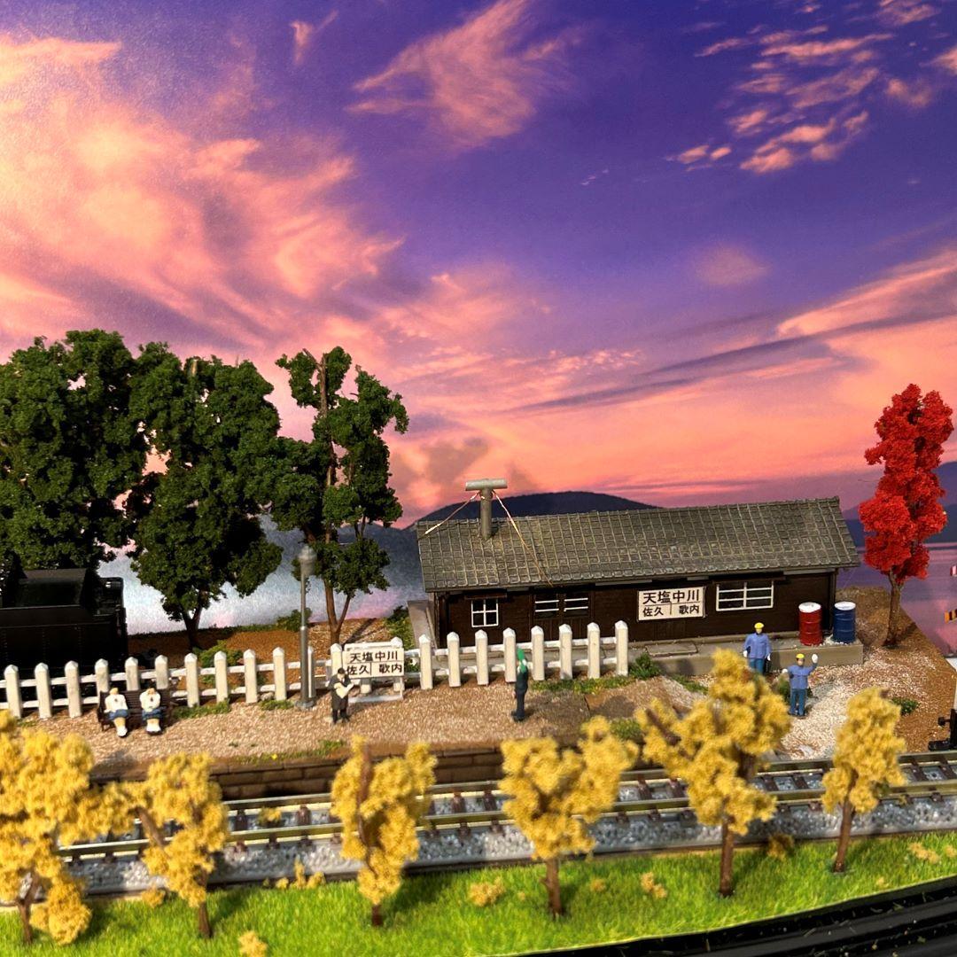宗谷秋色 宗谷本線旧天塩中川駅 鉄道ジオラマ Nゲージ 展示台
