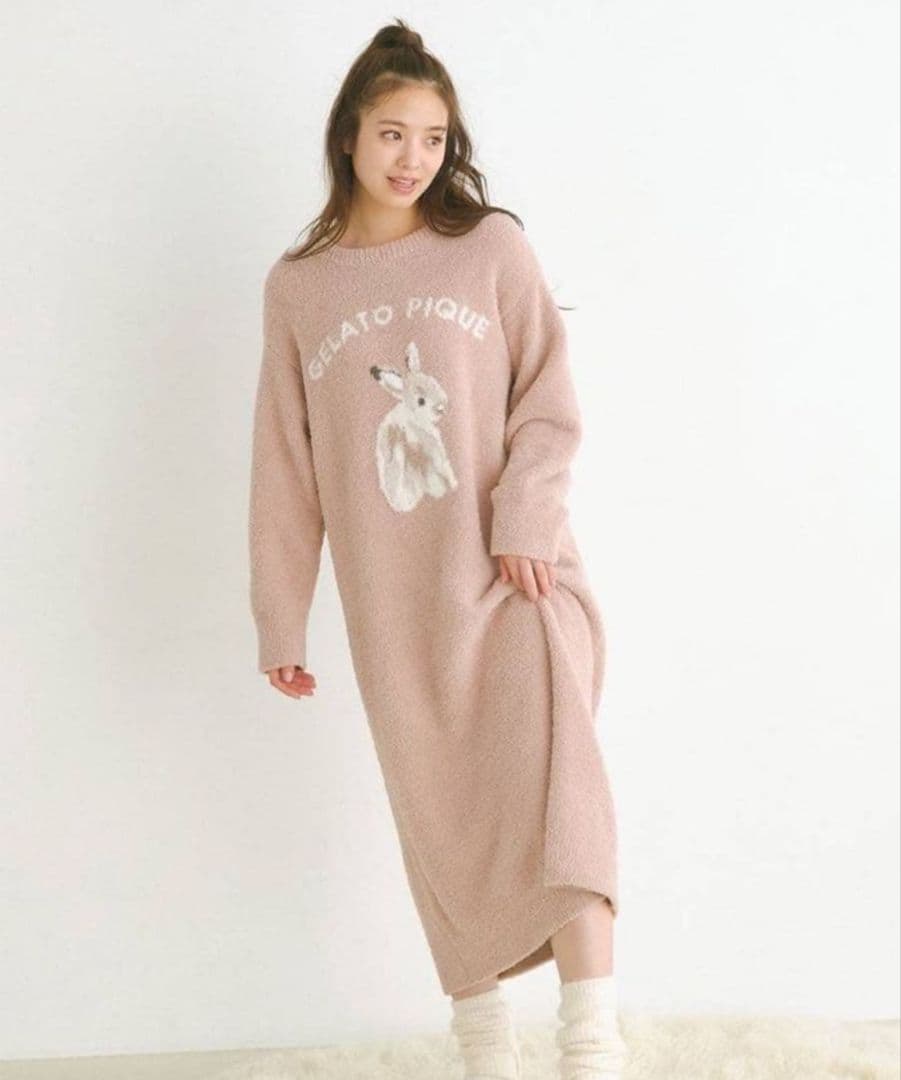 【専用】新品　ラビットジャガードワンピース　ジェラートピケ　ルームウェア　うさぎ ウサギオンライン10周年記念企画】《ジェラートピケうさぎモチーフ限定