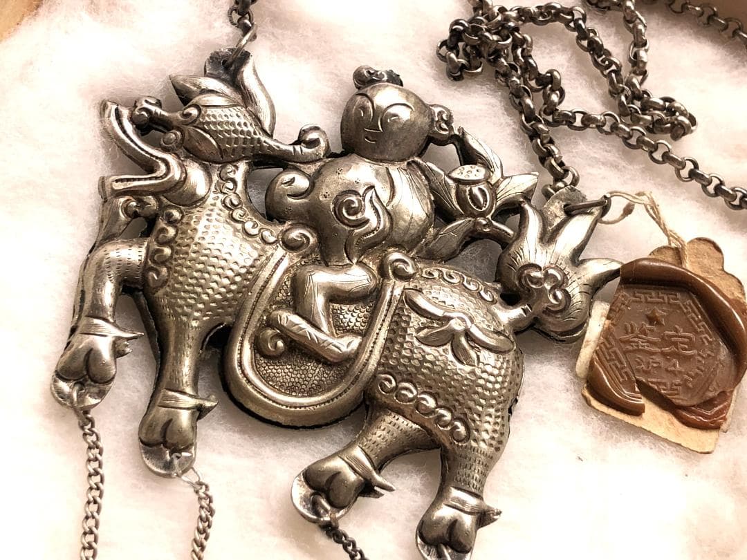 光緒年間吊銀 】 水滸伝燕青 清朝文物古玩