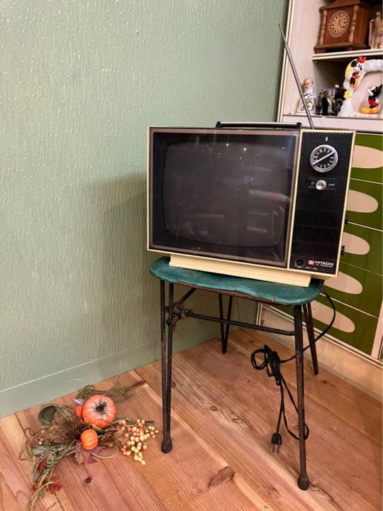 アンテナ付きテレビ 昭和レトロ 当時物 ジャンク インテリア