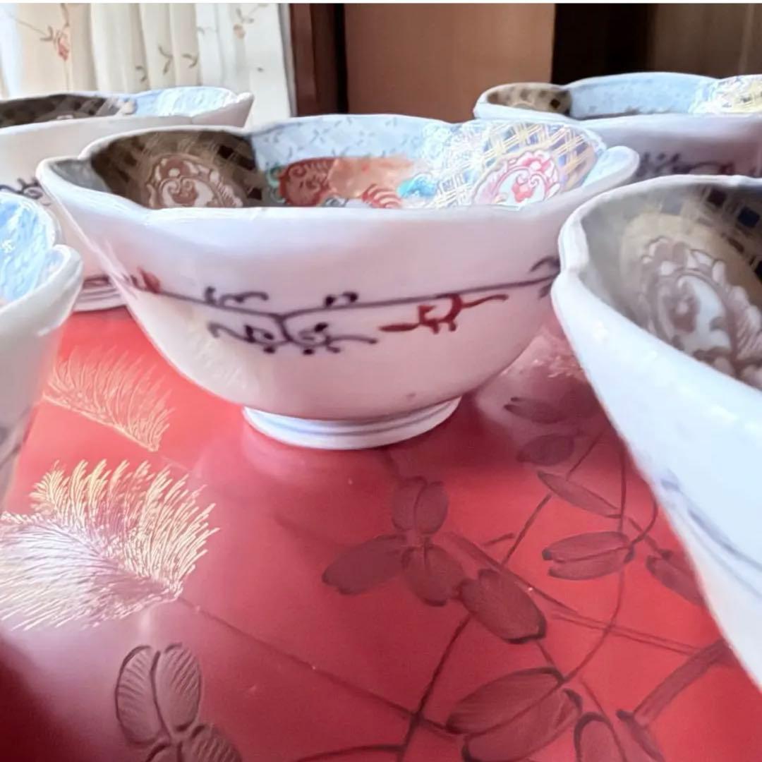 2242様感謝‼️春‼️伊万里錦手向付おひたしにはこれ‼️鶴と竹向付 鉢 2