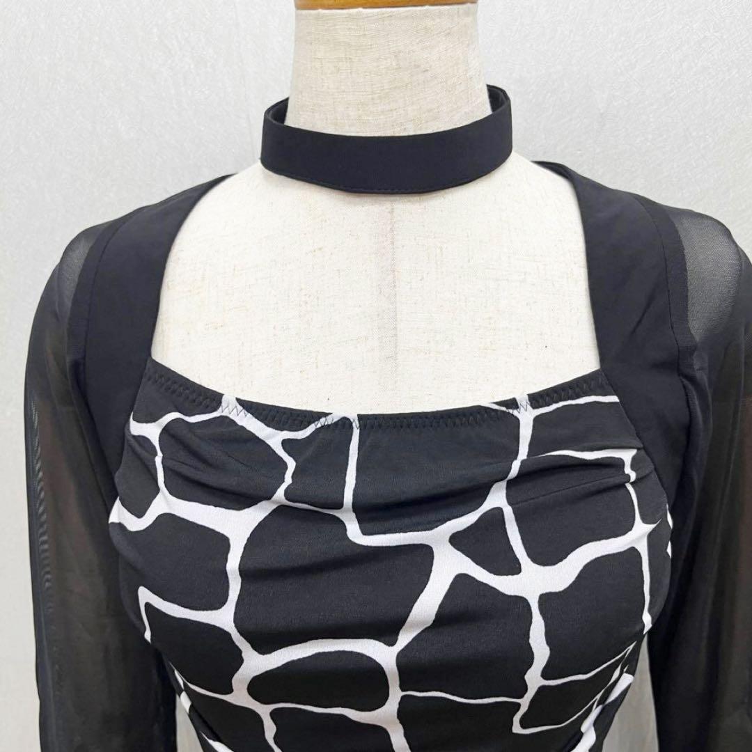 新品 社交ダンス ワンピース モノトーンプリント サイズS〜 M - メルカリ