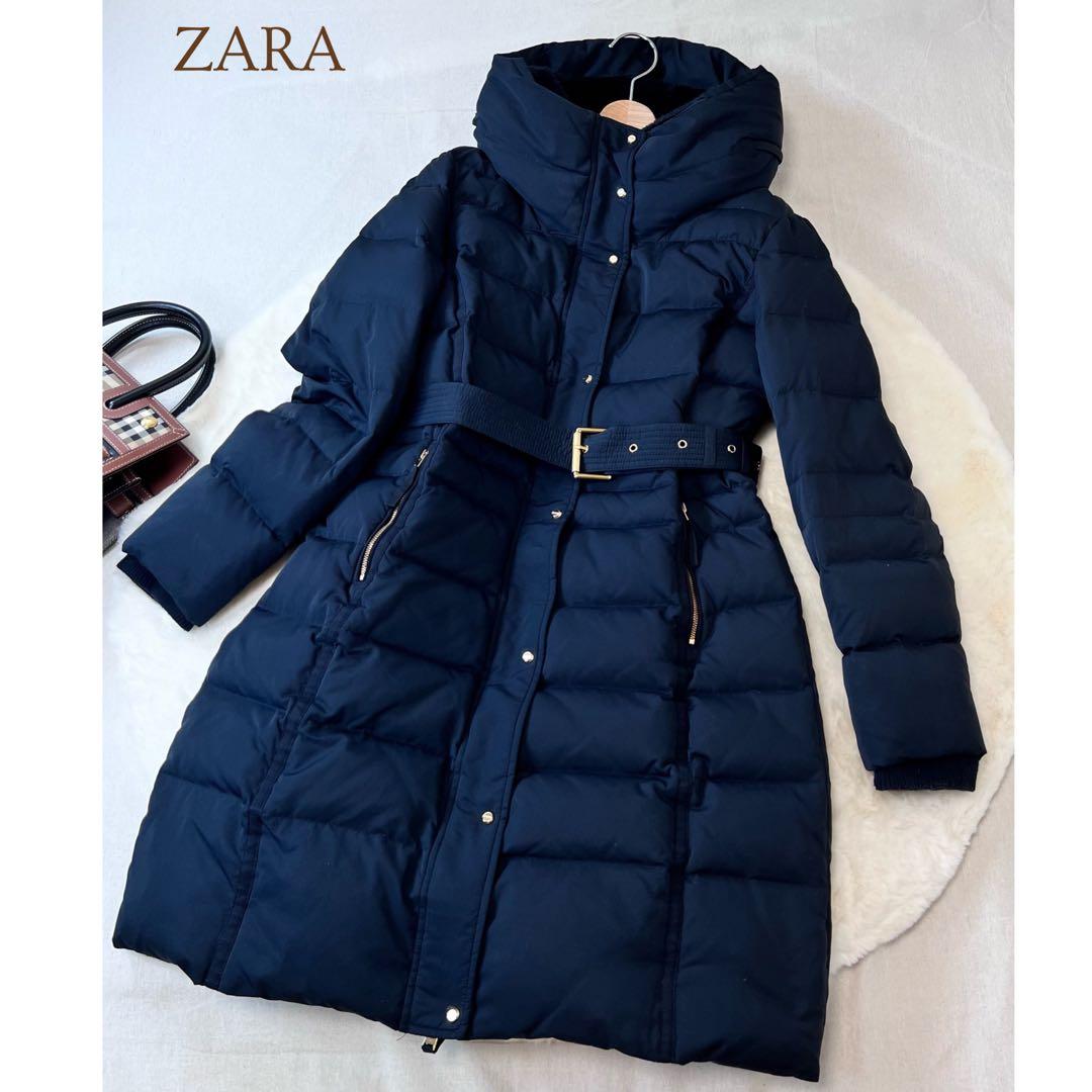 ZARA BASIC ザラ ロング ダウン ベルト付き コート L - メルカリ