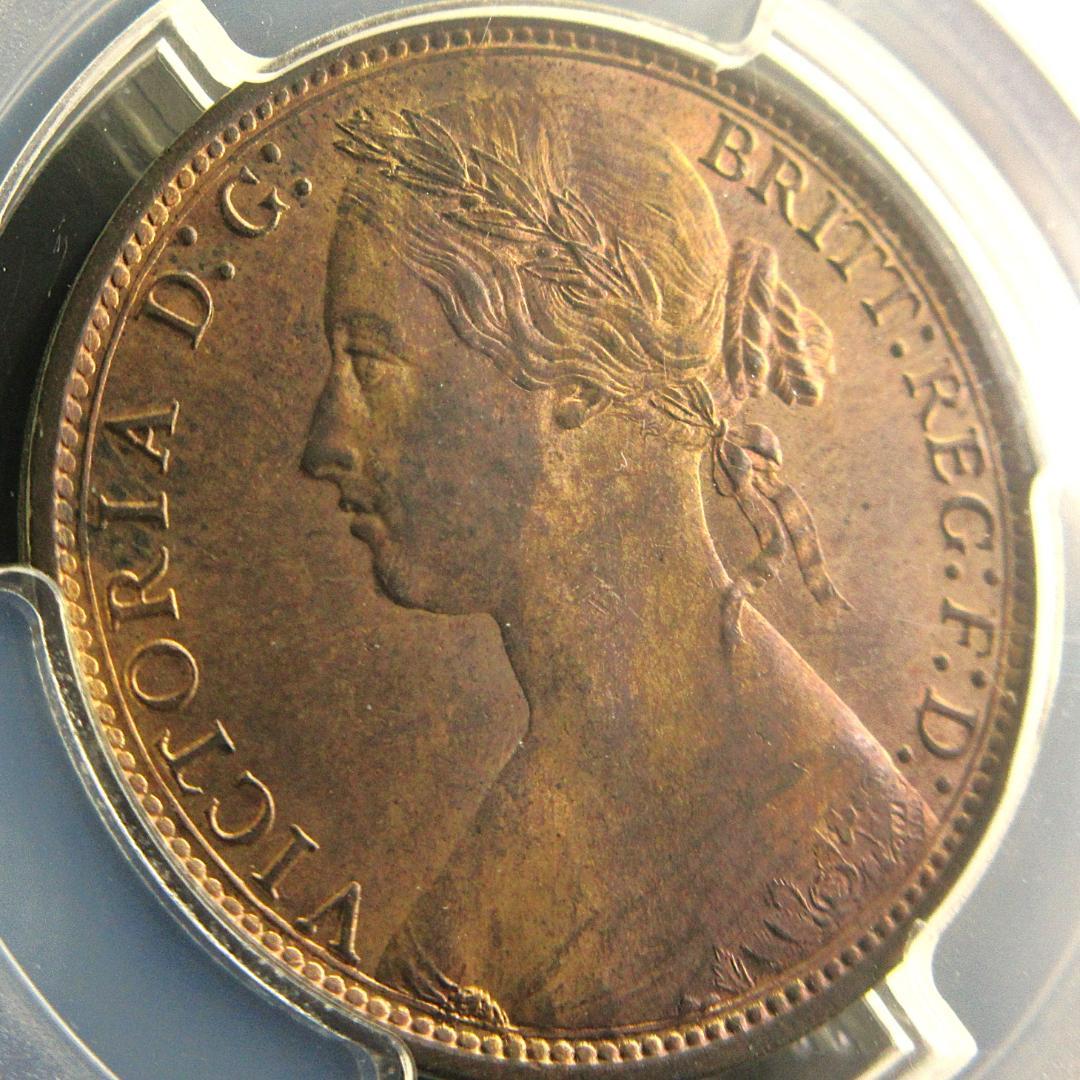 1877 イギリス ペニー 銅貨 PCGS ヴィクトリア女王 アンティークコイン