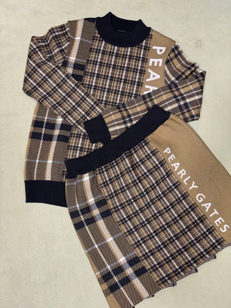 超美品）パーリーゲイツ、マルチチェック柄、セットアップ、サイズ上0