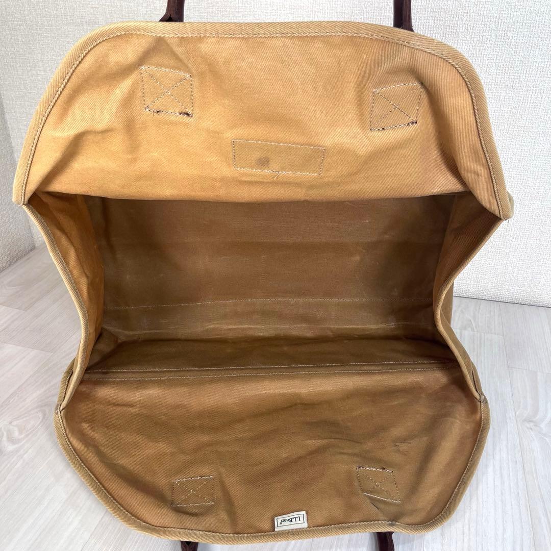 【良品】L.L.Bean　ワックスドキャンバス トートバッグ　ログキャリア　ロゴ