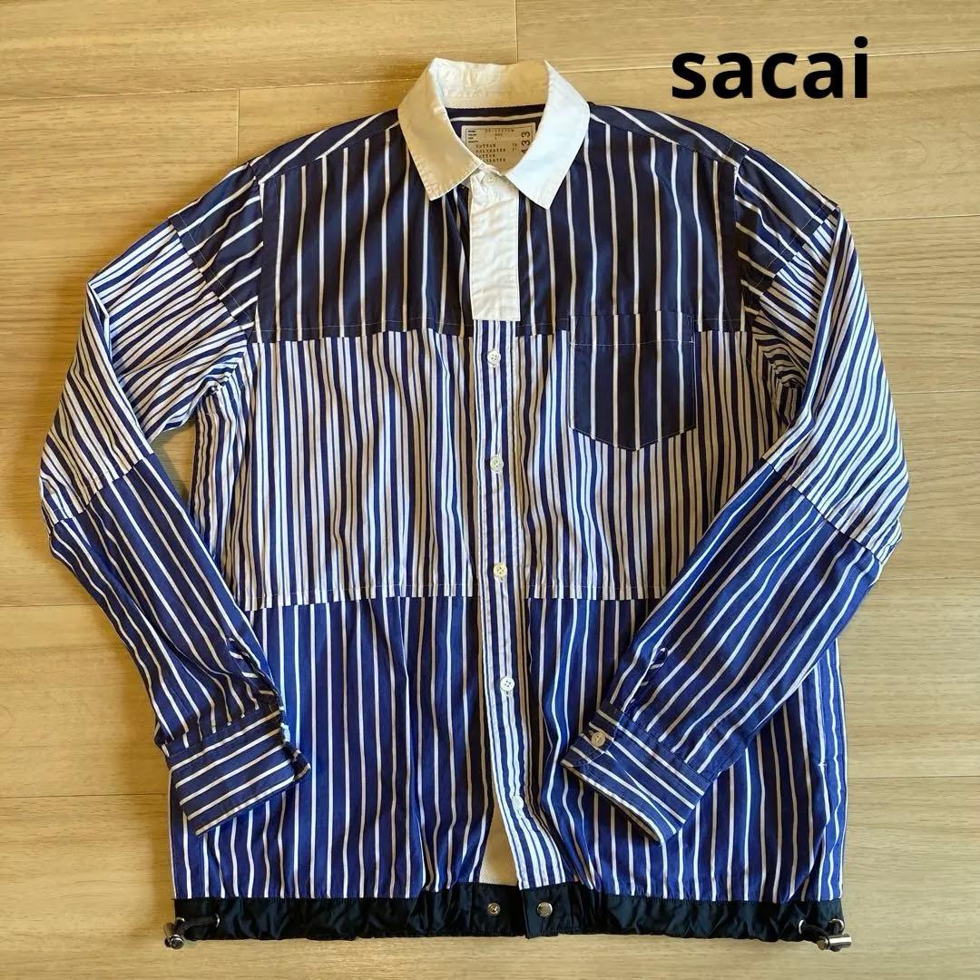 sacai ストライプ長袖シャツ サイズ1 CottonPoplinShirt - メルカリ