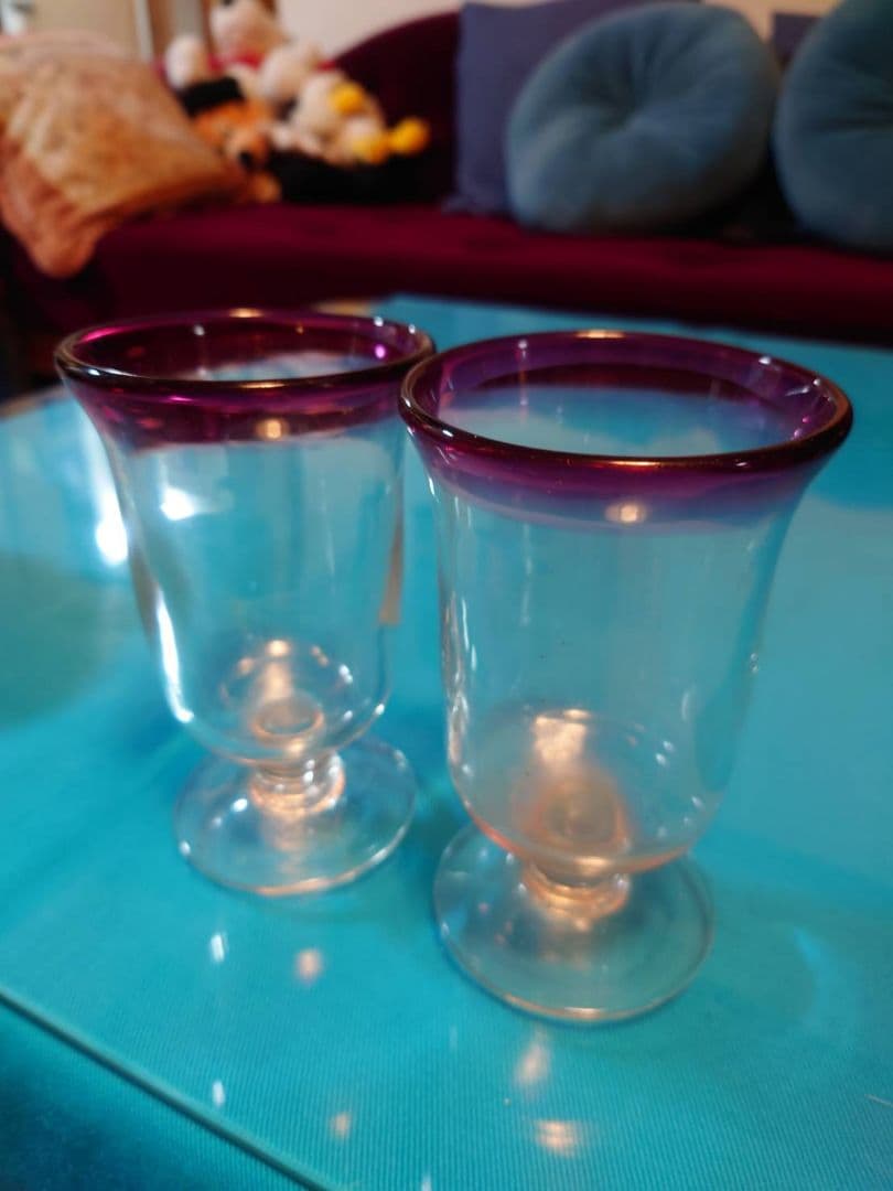 氷コップ 乳白色 吹きガラス 大正ロマン レトロ 赤 2個セット - メルカリ